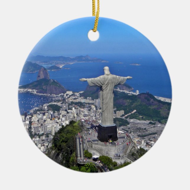 CHRISTUS AUF CORCOVADO BERG KERAMIKORNAMENT (Vorne)