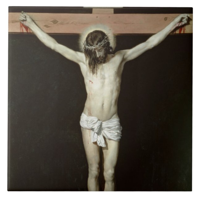 Christus auf dem Kreuz, c.1630 Fliese (Vorderseite)