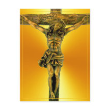 Christus auf der Kreuzfokus-Postkarte des Glaubens