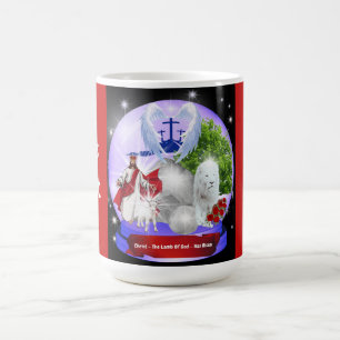 Christus, das Lamm Gottes, hat die rote Tasse aufg