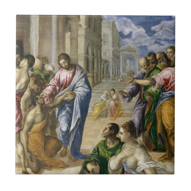 Christus, der das blinde heilt fliese (Vorderseite)