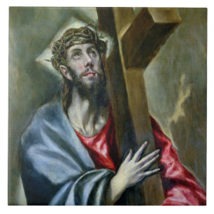 Christus, der das Kreuz, 1600-10 (Öl, umklammert Fliese