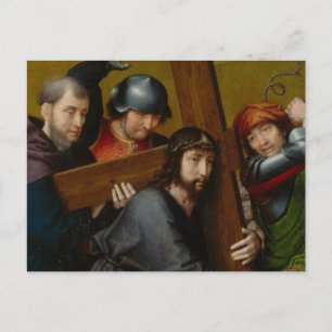Christus, der das Kreuz mit der Kreuzigung trägt Postkarte
