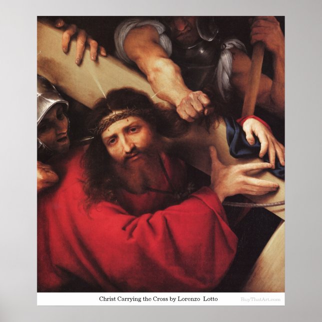 Christus, der das Kreuz von Lorenzo Lotto führt Poster (Vorne)