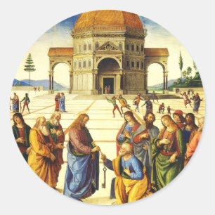 Christus, der dem Heiligen Peter die Schlüssel gib Runder Aufkleber