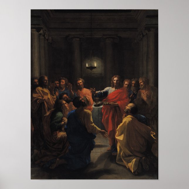 Christus, der die Eucharistin einführt Poster (Vorne)