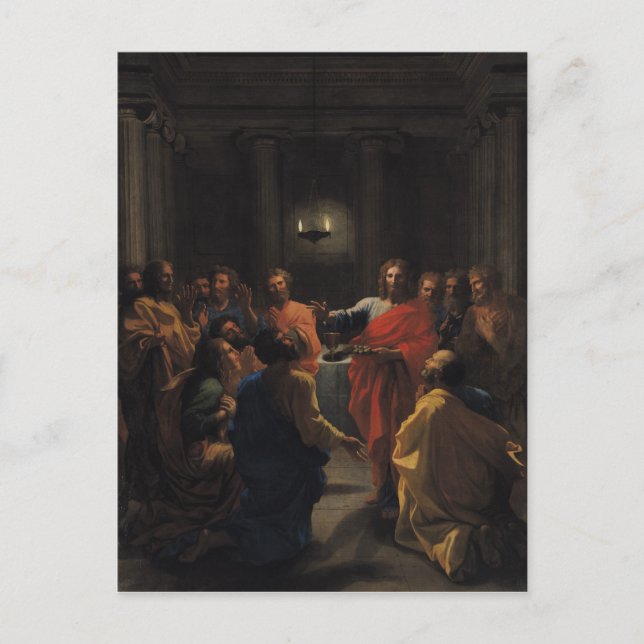 Christus, der die Eucharistin einführt Postkarte (Vorderseite)