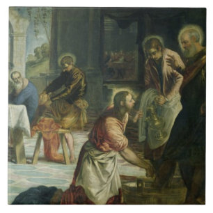 Christus, der die Füße der Schüler, c.1547 wäscht Fliese