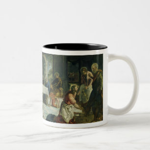 Christus, der die Füße der Schüler, c.1547 wäscht Zweifarbige Tasse