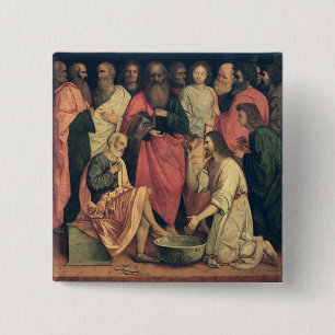 Christus, der die Füße der Schüler wäscht Button