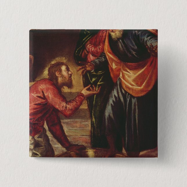 Christus, der die Füße der Schüler wäscht Button (Vorderseite)