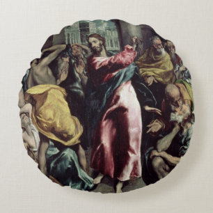 Christus, der die Händler vom Tempel fährt Rundes Kissen