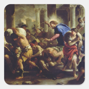 Christus, der die Kaufleute vom Tempel fährt Quadratischer Aufkleber
