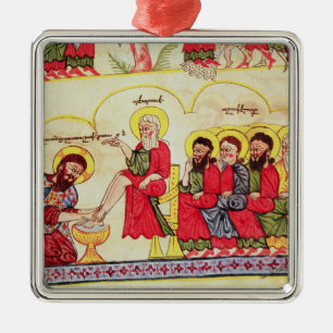 Christus, der die Schülerfüße wäscht Silbernes Ornament