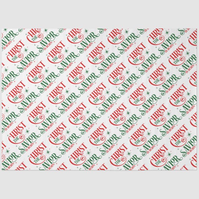 Christus der Erlöser ist Geborene Typografie Seidenpapier (Vorderseite)