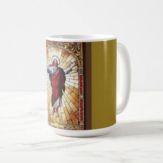 Christus der Erretter auf festem Glas Kaffeetasse (VorderseiteRechts)