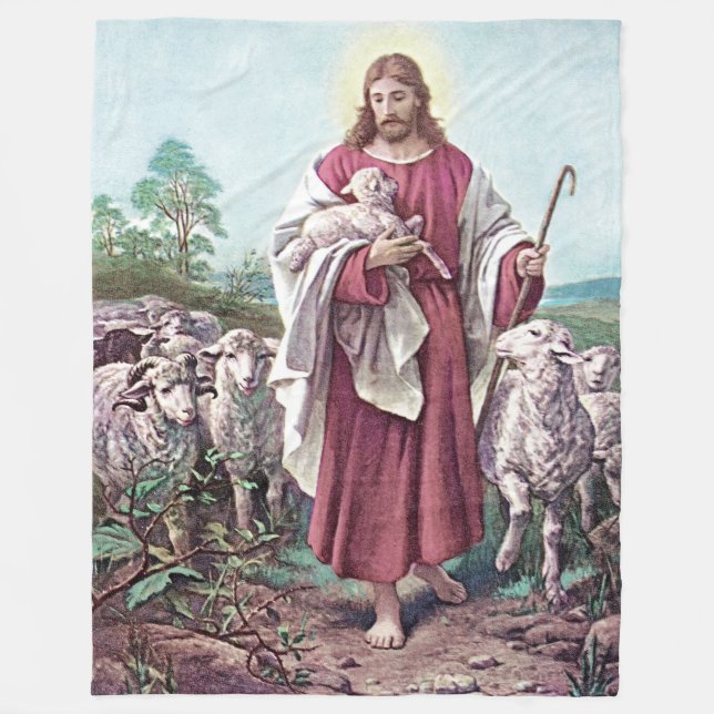 Christus Der gute Hirte Bernard Plockhorst 1878 Fleecedecke (Vorderseite)