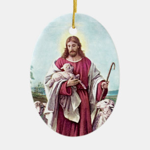 Christus Der gute Hirte Bernard Plockhorst 1878 Keramik Ornament