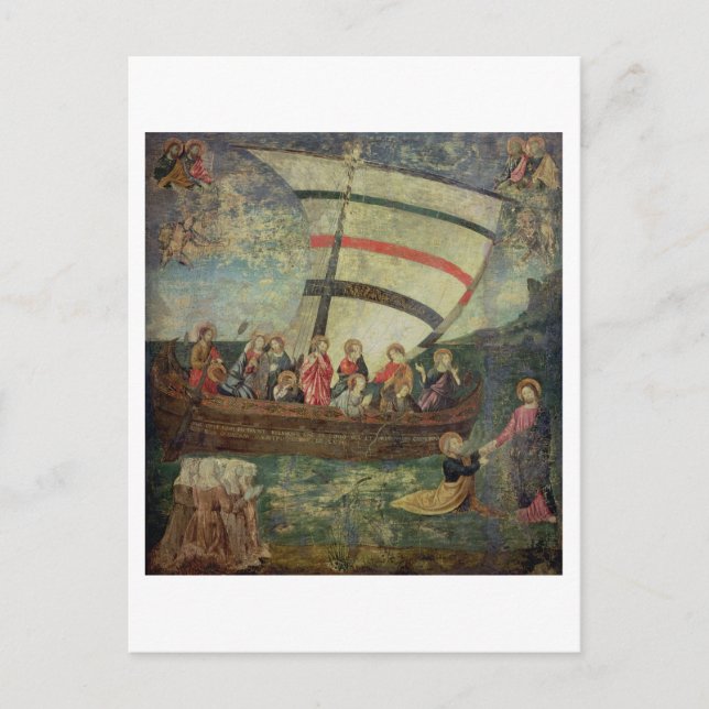Christus, der nach dem "Navicella" auf dem Wasser  Postkarte (Vorderseite)