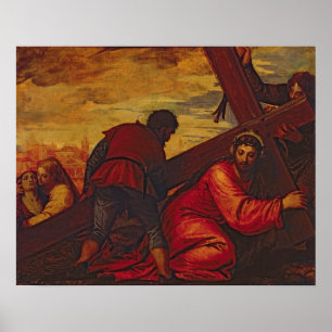 Christus, der unter das Gewicht des Kreuzes sinkt Poster