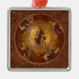 Christus die Pantakrator christliche Ikone Silbernes Ornament