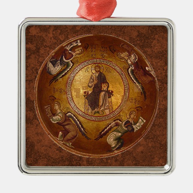 Christus die Pantakrator christliche Ikone Silbernes Ornament (Vorne)