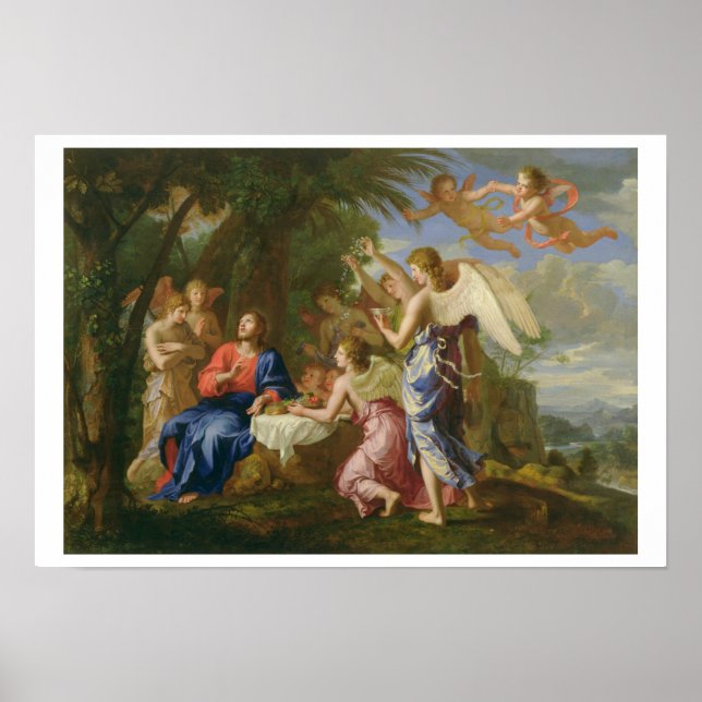 Christus gedient von den Engeln, c.1650 (Öl auf Le Poster (Vorne)