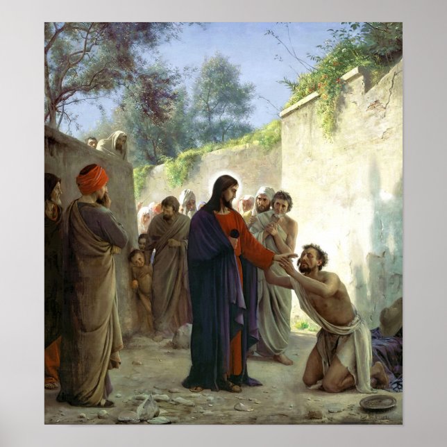 Christus Healing the Blind Man Poster (Vorne)