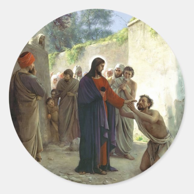 Christus Healing the Blind Man Runder Aufkleber (Vorderseite)
