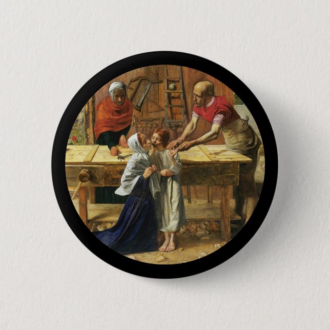 Christus im Carpenter-Shop seines Vaters Button (Vorderseite)