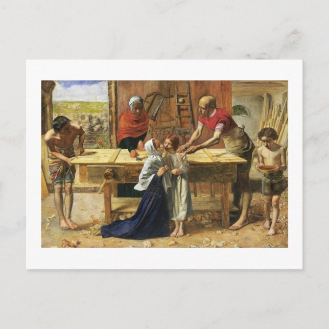 Christus im Carpenter-Shop seines Vaters Postkarte (Vorderseite)
