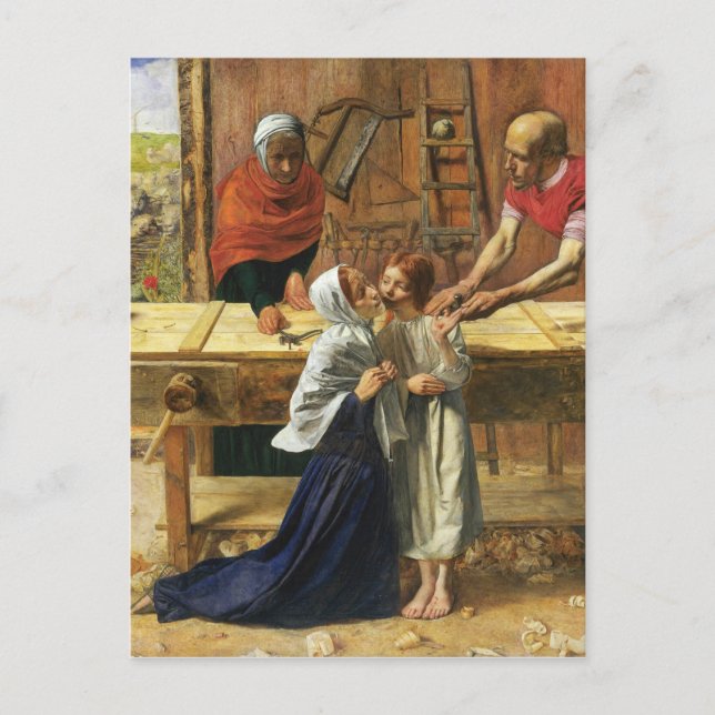 Christus im Carpenter-Shop seines Vaters Postkarte (Vorderseite)