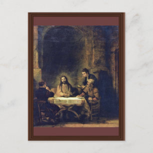 Christus im Emmaus bei Rembrandt Harmensz. Van Rij Postkarte
