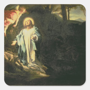 Christus im Garten von Gethsemane 3 Quadratischer Aufkleber