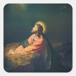 Christus im Garten von Gethsemane Christliche Male Quadratischer Aufkleber