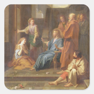 Christus im Haus von Martha und Maria Quadratischer Aufkleber