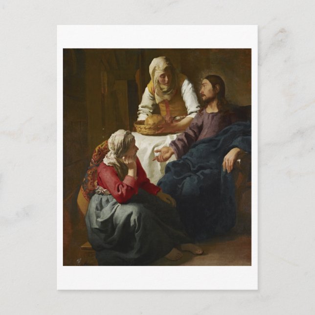 Christus im Haus von Martha und Maria von Vermeer Postkarte (Vorderseite)