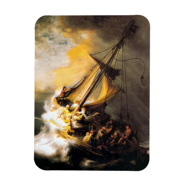 Christus im Sturm am Meer von Galiläa- Rembrandt Magnet (Vertikal)