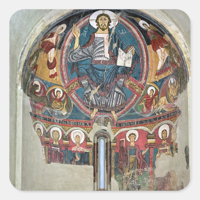 Christus in der Herrschaft 2 Quadratischer Aufkleber (Vorderseite)