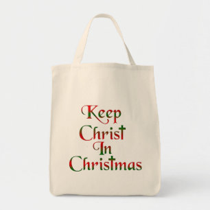 Christus in der Weihnachtsbaumtasche behalten Tragetasche