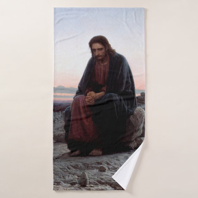 Christus in der Wildnis, Ivan Kramskoi Badehandtuch (Badehandtuch)