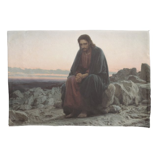 Christus in der Wildnis (von Ivan Kramskoi) Kissenbezug (Vorderseite)