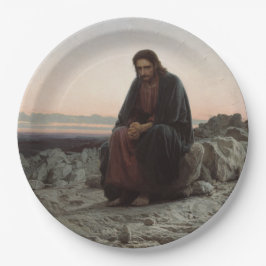 Christus in der Wildnis (von Ivan Kramskoi) Pappteller