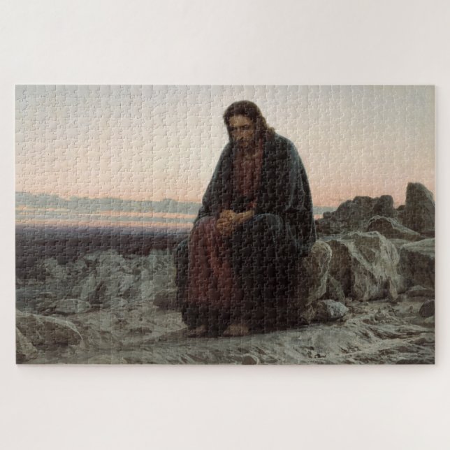 Christus in der Wildnis (von Ivan Kramskoi) Puzzle (Horizontal)