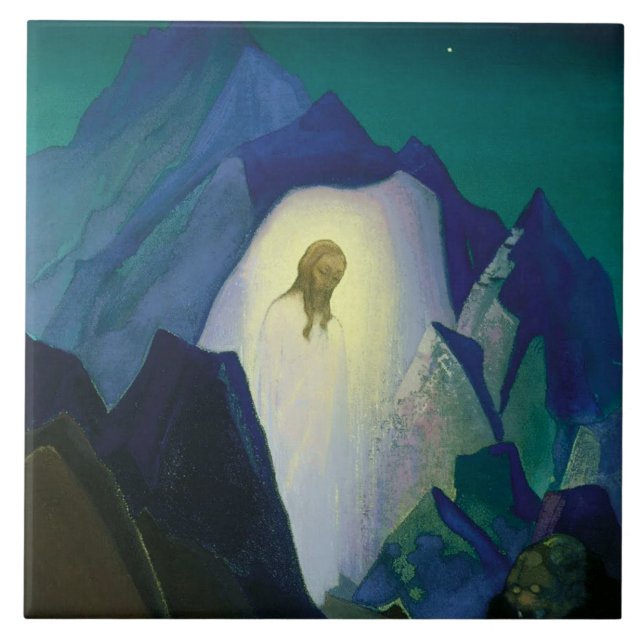 „Christus in der Wüste“ von Nicholas Roerich Fliese (Vorderseite)
