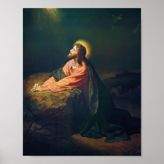 Christus in Gethsemane Heinrich Hofmann Malerei Poster (Vorne)