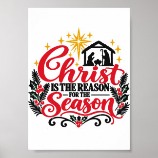 Christus ist der Grund für das christliche Weihnac Poster