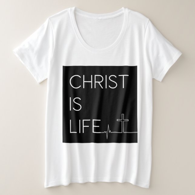 Christus ist ein Lebensläufer und ein Frauenkreuz Große Größe T-Shirt (Design vorne)