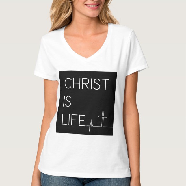 Christus ist ein Lebensläufer und ein Frauenkreuz T-Shirt (Vorderseite)