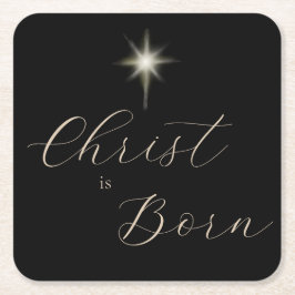 Christus ist Geborene religiöse Moderne Schwarze W Rechteckiger Pappuntersetzer